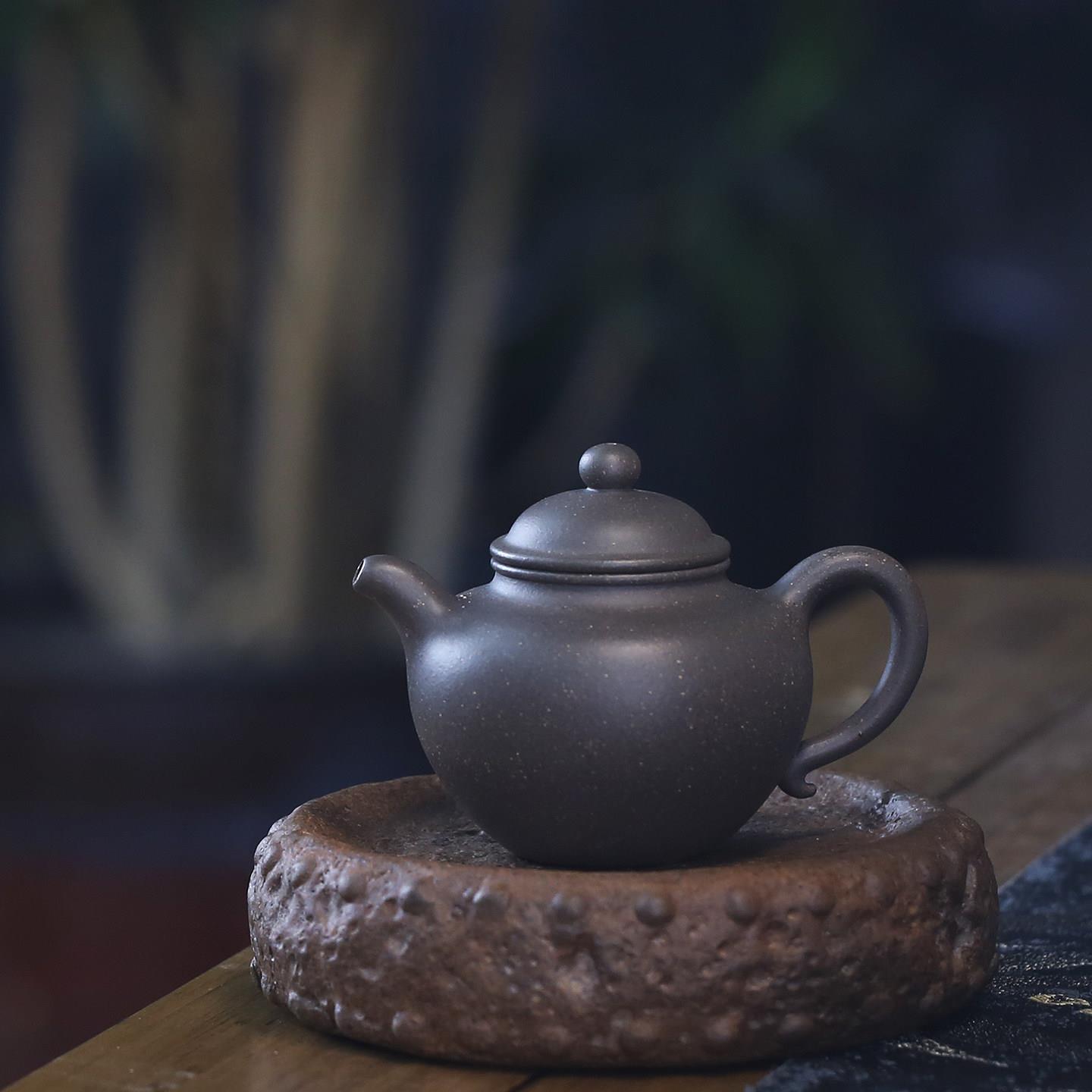 无添加青灰紫泥,半手工40目仿古如意大容量宜兴原矿紫砂壶茶具