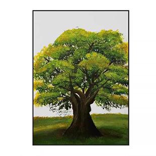 发财树客厅装饰画简约大气绿色植物大树壁画走廊过道尽头玄关挂画