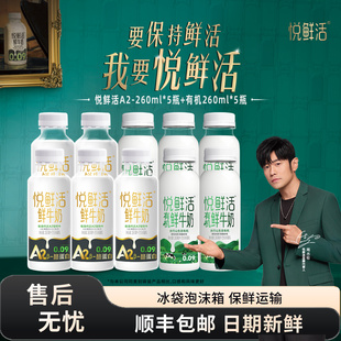5瓶组合低温鲜牛奶 A2型260ml 君乐宝悦鲜活有机鲜牛奶260ml 5瓶