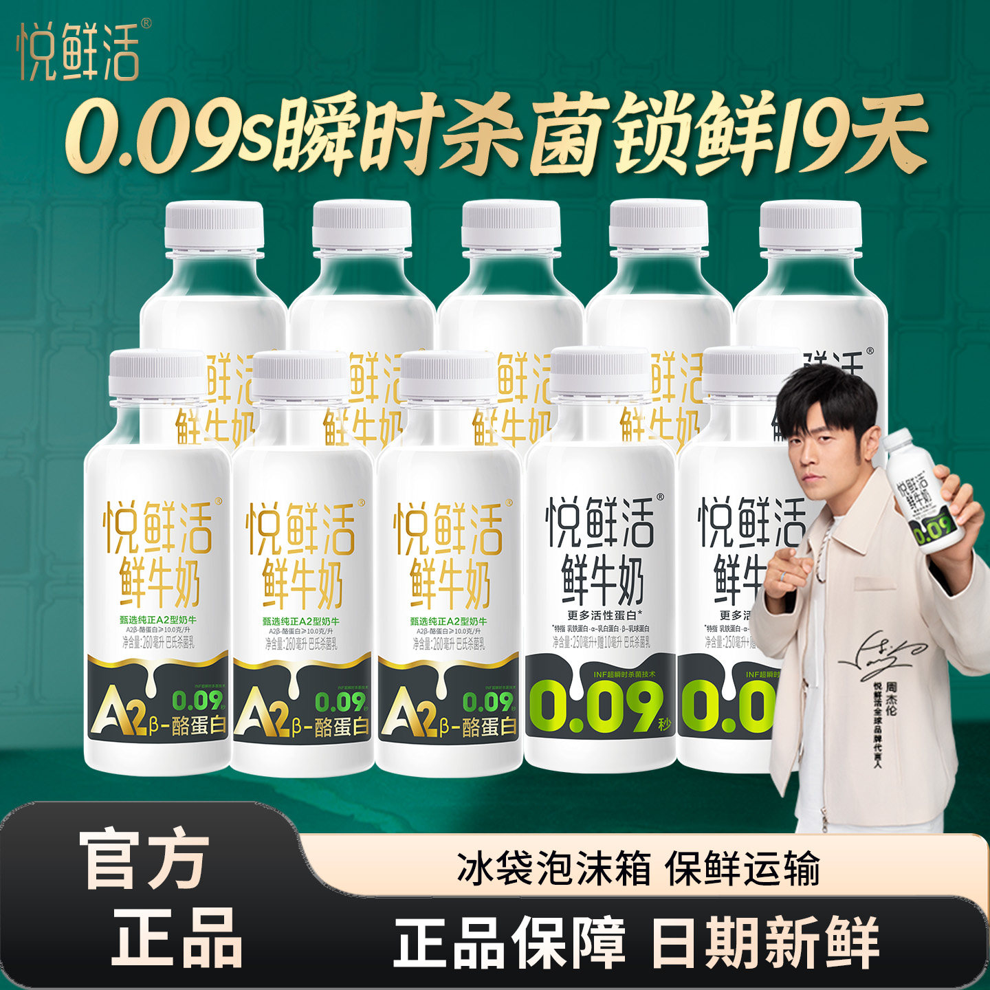 君乐宝悦鲜活鲜牛奶260ml/A2型260/450ml瓶装营养早餐低温鲜牛奶