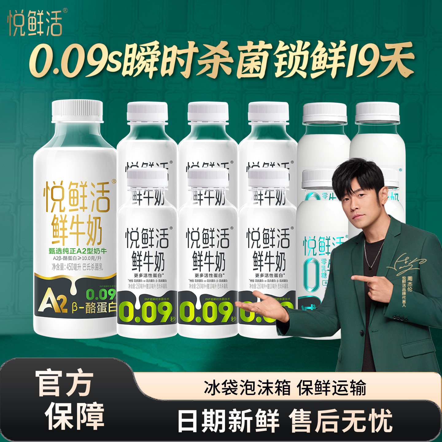 君乐宝悦鲜活鲜牛奶260ml/A2型260/450ml瓶装营养早餐低温鲜牛奶