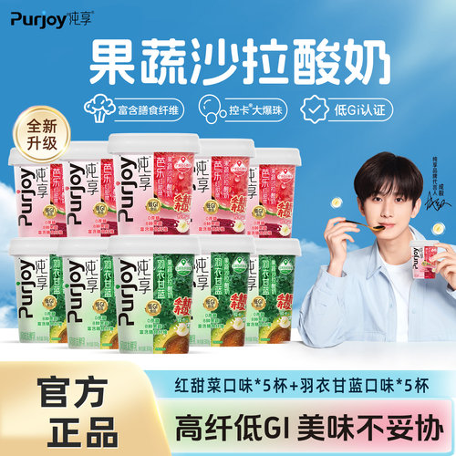 成毅代言】纯享0蔗糖果蔬酸奶300g*10杯红甜菜羽衣甘蓝口味酸奶