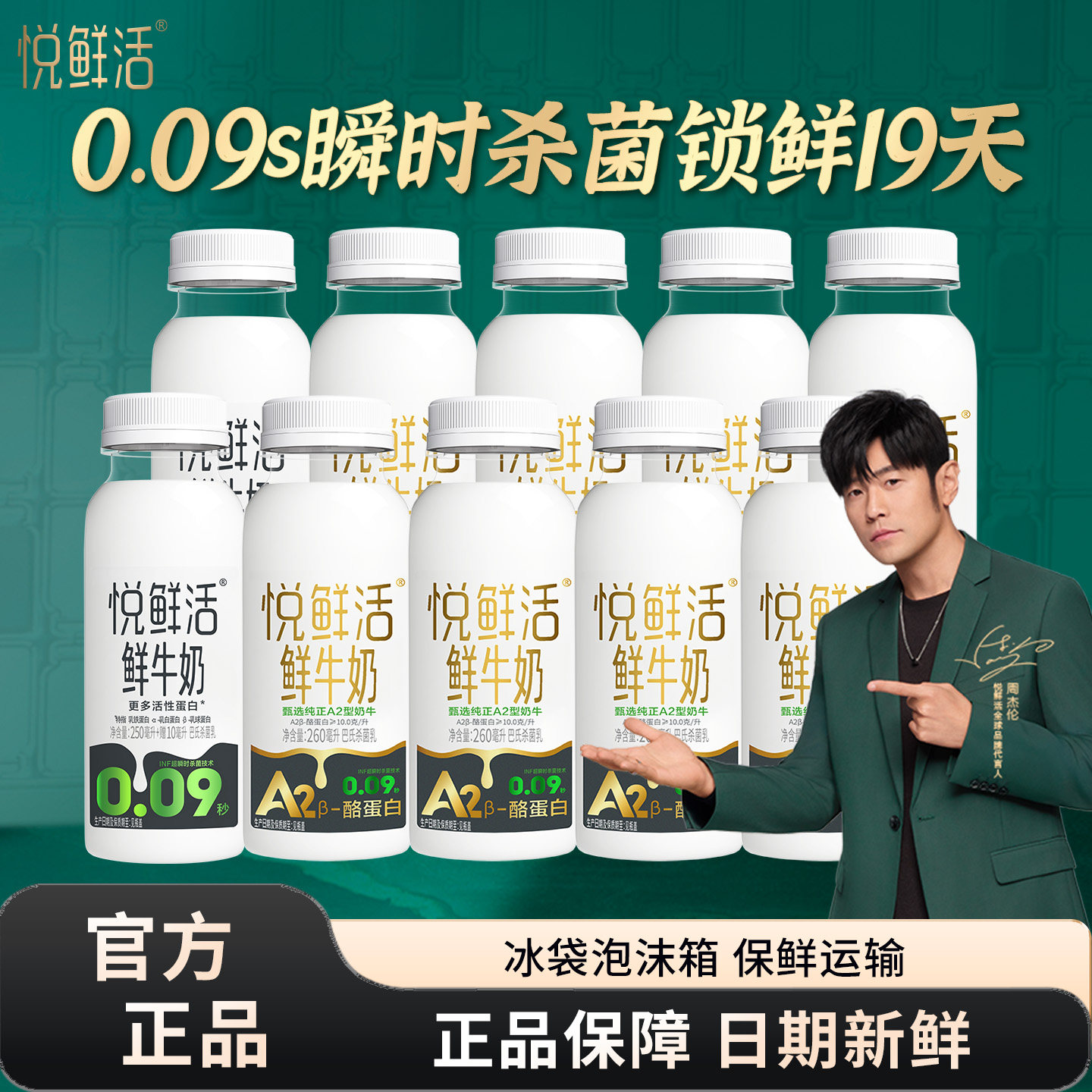 君乐宝悦鲜活鲜牛奶260ml/A2型260/450ml瓶装营养早餐低温鲜牛奶