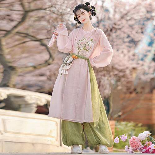小桃仙唐制刺绣汉服灯笼裤春夏