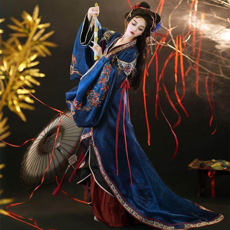 原创汉服女战国袍【彼岸蛇灵】魏晋南北朝中国风仙气交领古装直裾