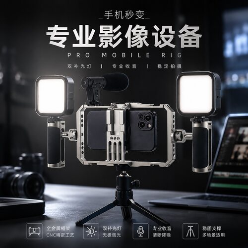 手机兔笼Vlog双补光直播稳定器