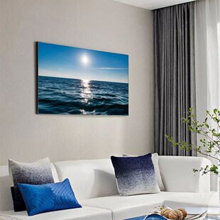 蓝色大海洋装饰画水波光粼粼水面客厅沙发背景墙餐厅卧室床头挂画