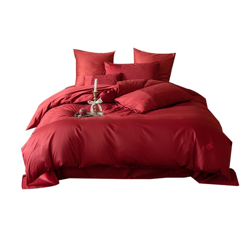 浪漫玫瑰丨结婚四件套红色婚庆新婚嫁全棉长绒棉高档婚房床上用品
