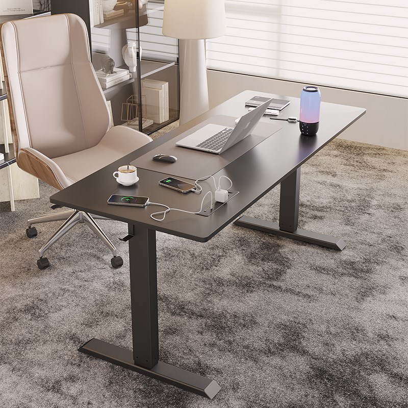 电动升降桌带插座电脑桌智能电竞桌子家用学公插排书桌工作台