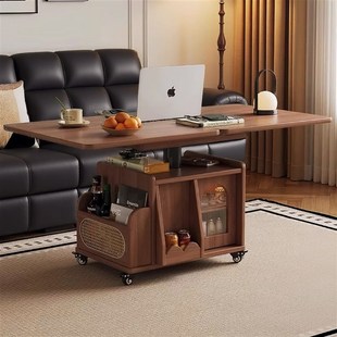 实木移动茶几可折叠餐桌茶桌两用升降边几小推车2025新款沙发边柜