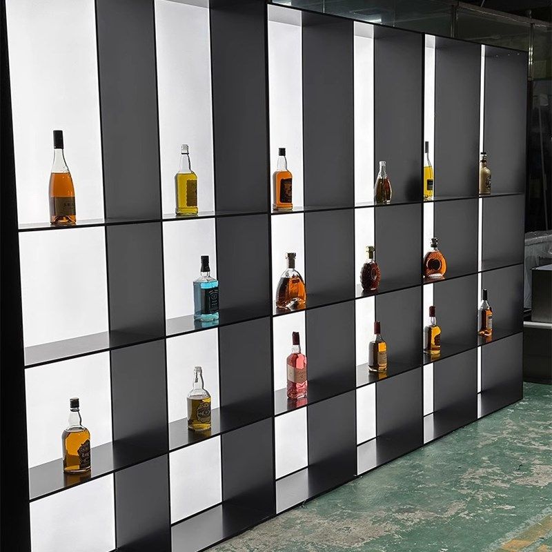 不锈钢酒柜展示柜红酒架亚克力发光背板办公室金属柜钢板柜定制