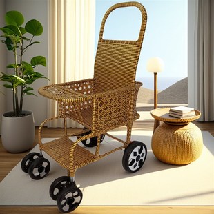 宝宝竹藤推车移动婴儿车夏季轻便竹藤推车小孩儿童竹子藤椅藤编车
