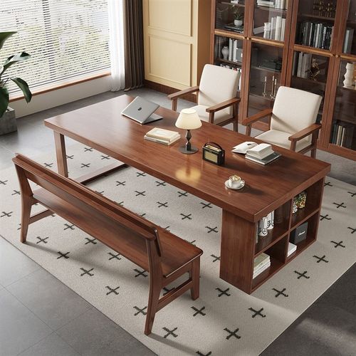 全实木大书桌简约客厅学习桌双人阅读书房家用写字台办公桌长桌子