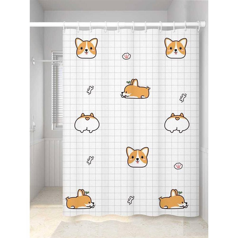 卫生间浴帘防水布防霉套装免打孔浴室门帘窗帘洗澡干湿分离隔断帘