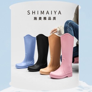 雨鞋 成人水鞋 女防水防滑保暖膠鞋 戶外外穿春夏 女士雨靴高筒時尚