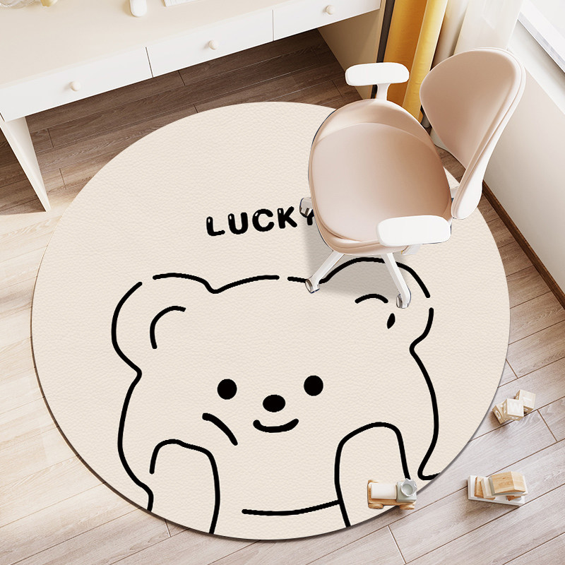 圆形地毯卧室可擦免洗pvc电脑转椅垫子皮革儿童防水W学习椅子地垫