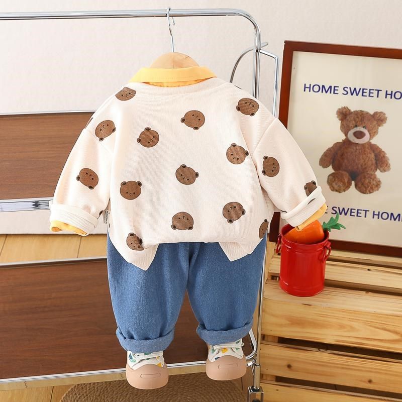 男童套装春秋2025新款秋季儿童洋气开衫一岁婴儿2宝宝3长袖衬衣