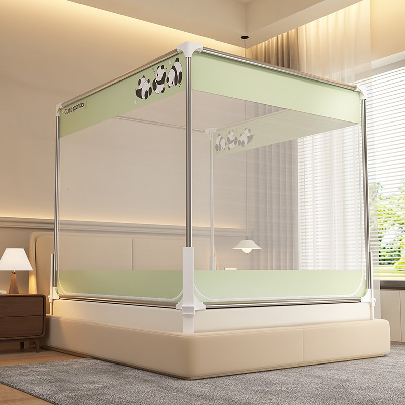新款围栏全底防摔蚊帐家用儿童防掉床1.5m全封闭拉链加粗滚珠支架