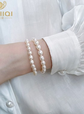 天然淡水珍珠手链弹力绳ins风小众设计感气质简约甜美女式送闺蜜