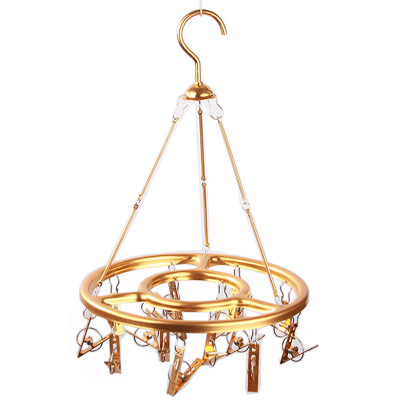 15夹圆形家用铝合金晒袜架加粗内衣裤婴儿尿布衣挂钩多功能晾衣架