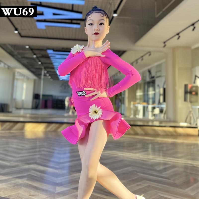 拉丁舞练功服女高级儿童演出表演服舞蹈服套装少儿拉丁舞服女