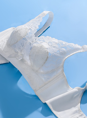 水晶杯大码白色夏季超薄款聚拢收副乳防I下垂大胸显小文胸罩内衣