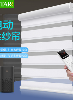 zstarr电动柔纱帘窗帘充电智能遥控卧室阳台办公室升降遮光遮阳帘