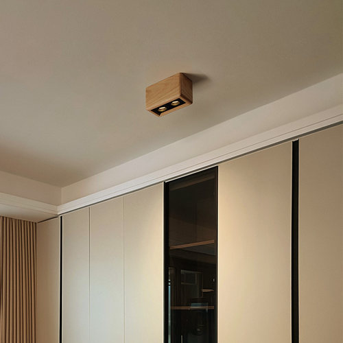 明装斗胆灯双头格栅灯四头客厅筒灯射灯三头防眩原木奶油风无主灯