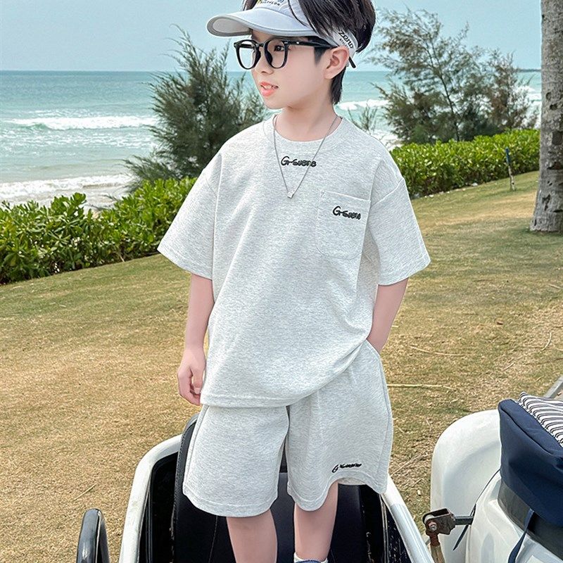 男童套装夏装2025新款儿童夏季男孩休闲薄款韩系时髦帅气两件套潮