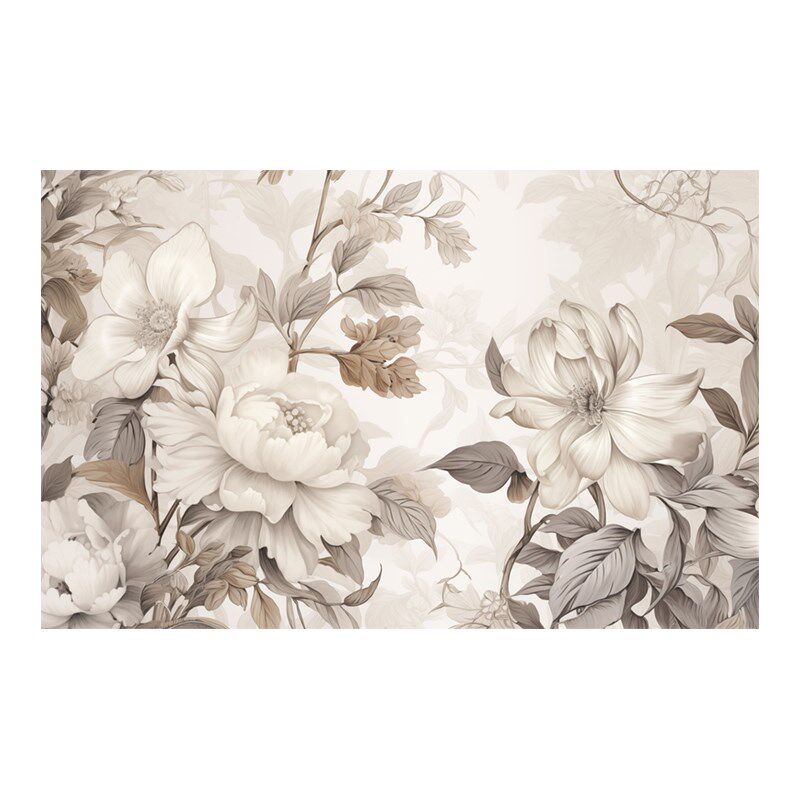 法式电视背景墙壁纸高级感墙布田园牡丹花卉墙纸客厅沙发壁布壁画