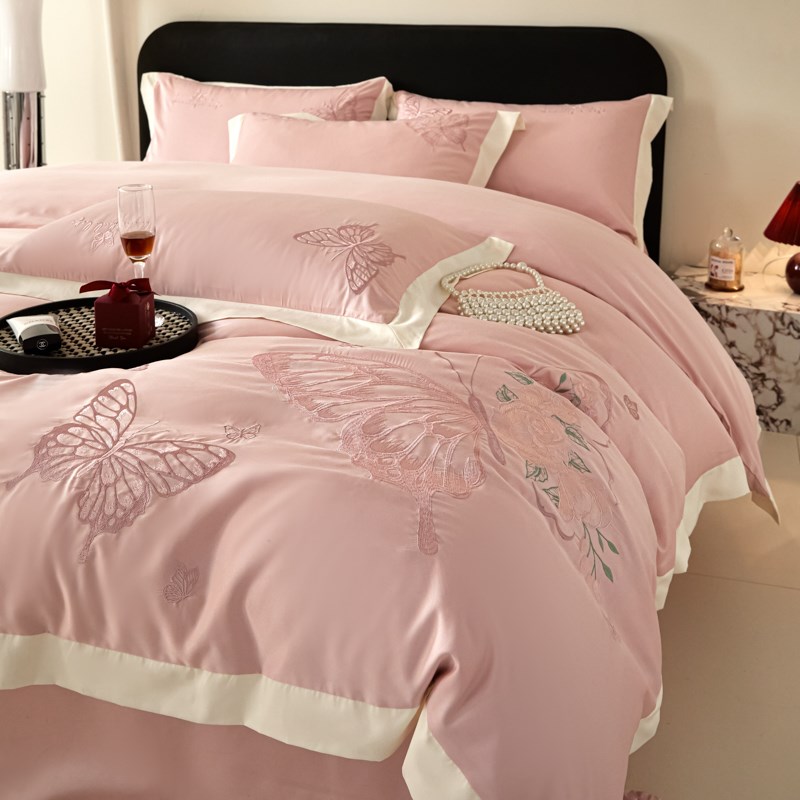 高档中式结婚四件套婚庆大红色纯棉刺绣被套床单婚房陪嫁床上用品