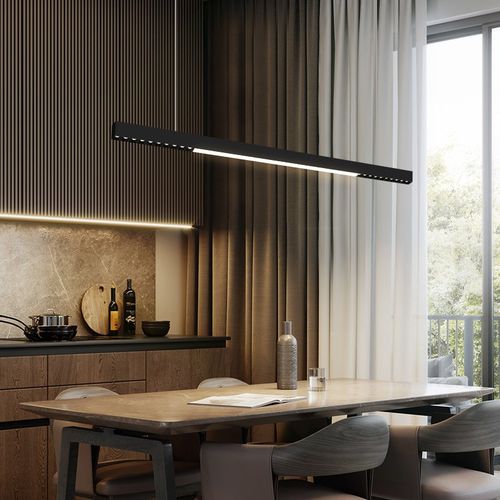 一字餐厅吊灯简约现代led主灯吧台灯茶室办公室极简长条餐桌吊灯