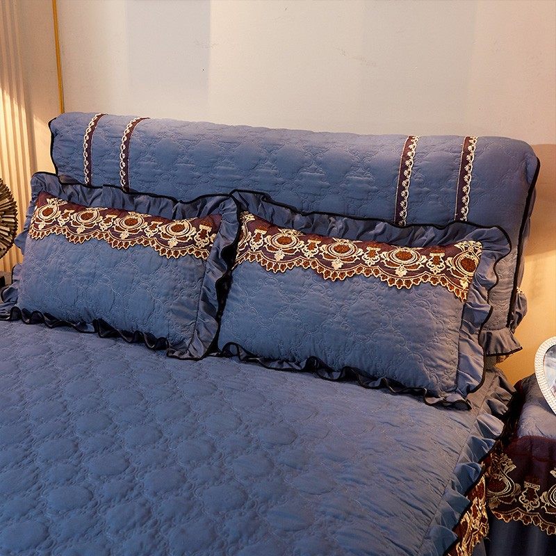 全包布艺蕾丝床头罩软包床头套简约欧式防尘罩1.8m1.5米床保护套