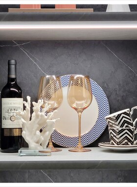 现代家居陶瓷样板间道具软装饰品酒具简约玻璃酒柜组合摆件