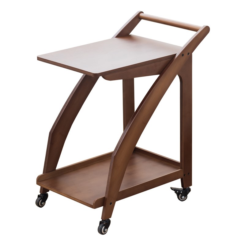 可移动边几双层手推车带轮餐车置物架实木角几沙发边茶水架小茶几