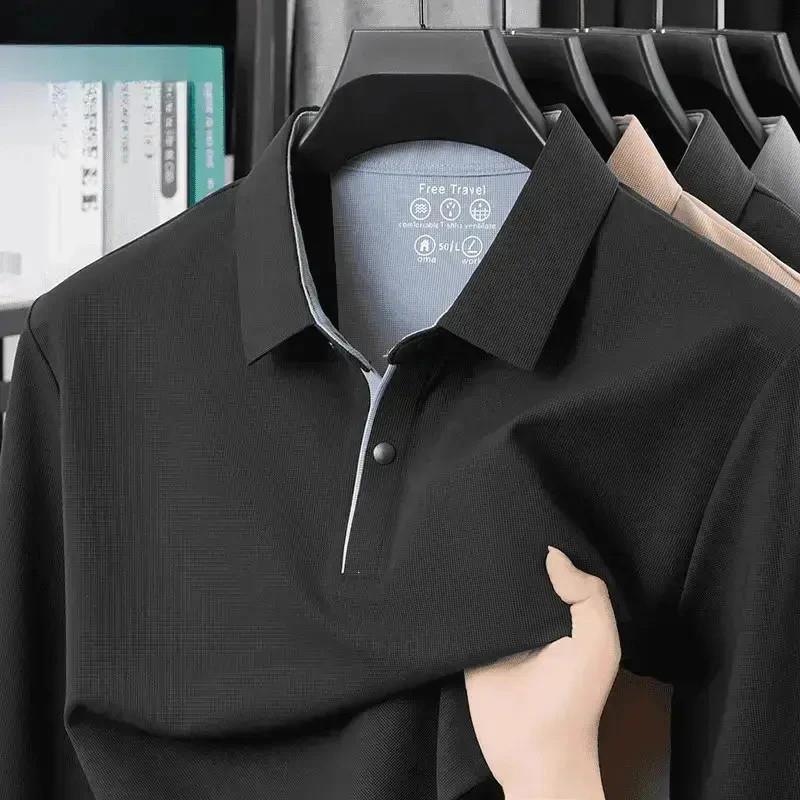 程程轻奢春秋中青年男士长袖打底衫翻领ut恤商务休闲透气Polo衫