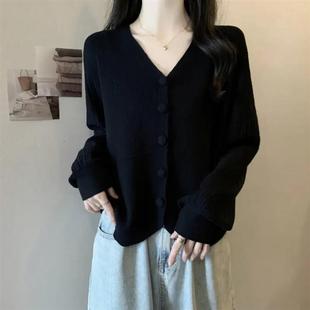 新款 针织h开衫 胖MM宽松上衣女显 S200斤V领长袖 叁壹陆家居专营100