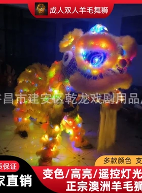 舞狮道具灯光醒狮南澳洲羊毛佛山狮整套玻璃钢狮头灯光酒吧夜光狮