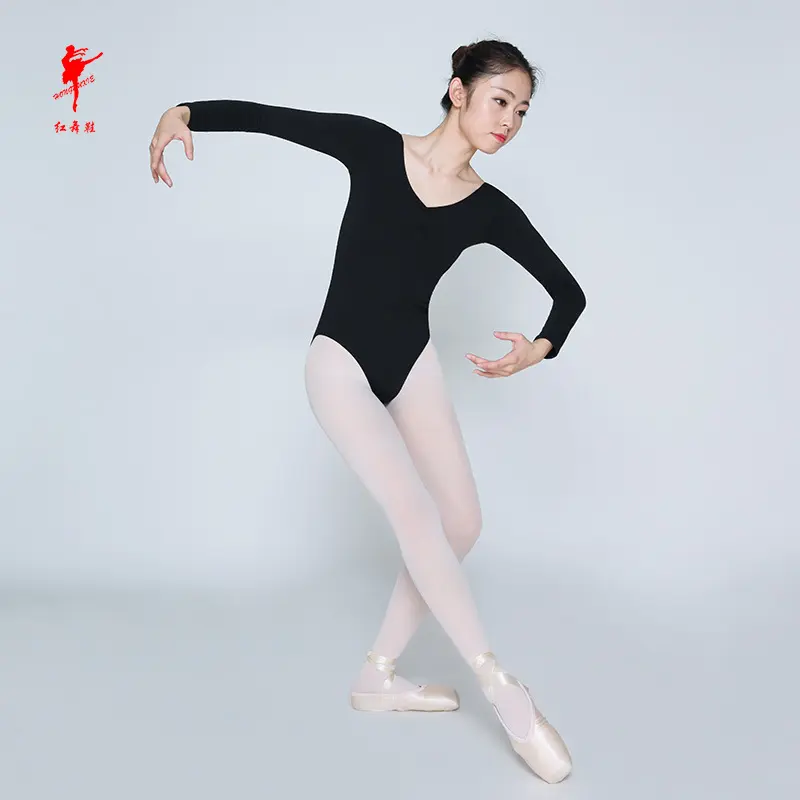 红舞鞋女棉长袖半体成人形体 秋冬款芭蕾练功舞蹈跳舞服批发 5006