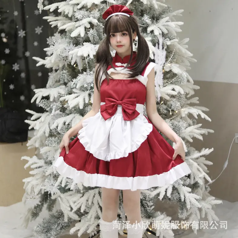 圣诞节洛丽塔服饰圣诞制服女仆服COSPLAY演出服女仆装全套连衣裙