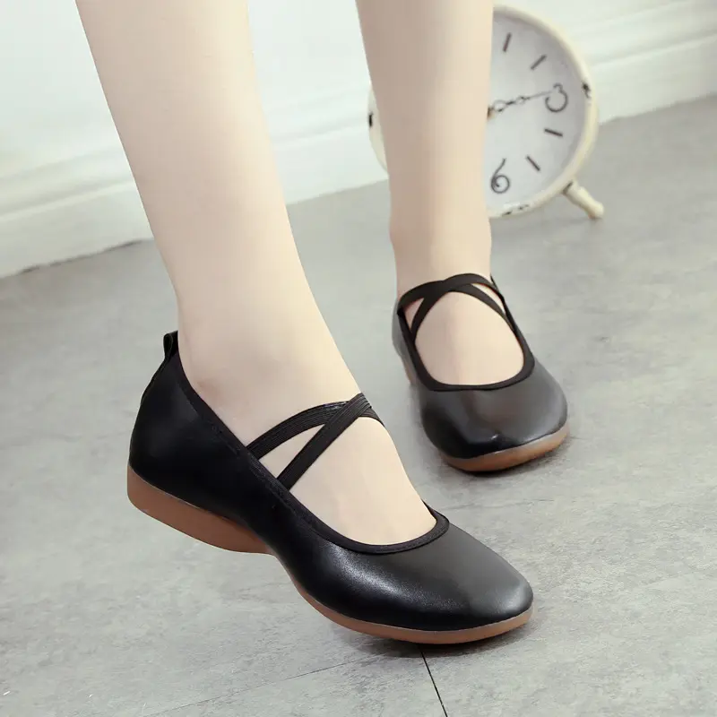 舞蹈鞋广场舞鞋舞蹈鞋平跟软底帆布皮头练功鞋教师鞋拉丁舞鞋2025