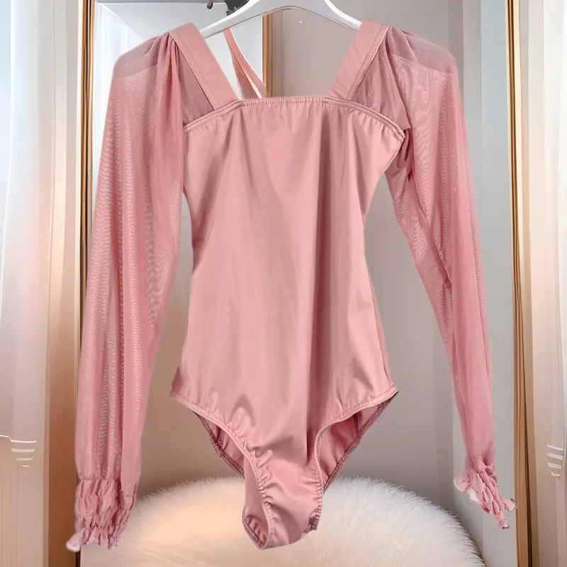 芭蕾舞舞蹈服女夏中国舞连体白色体操服形体服空中瑜伽练功服体服