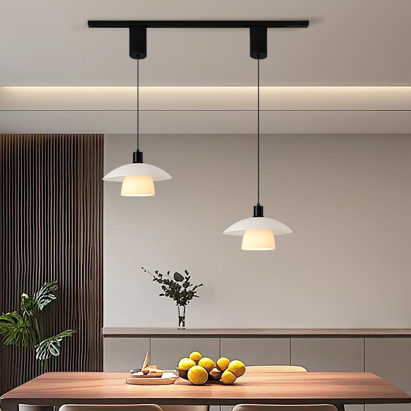 中古可移位轨道升降悬停饭厅吊灯日式饭厅餐桌吧台床头岛台玻璃灯