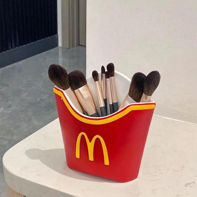 麦门永存笔筒网红趣味麦当劳薯条创意插花瓶摆件桌面化妆刷收纳盒