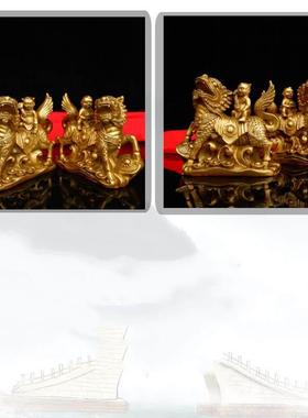 铜麒麟摆件一对纯铜麒麟送子工艺品家用客厅卧室装饰品招财工艺品