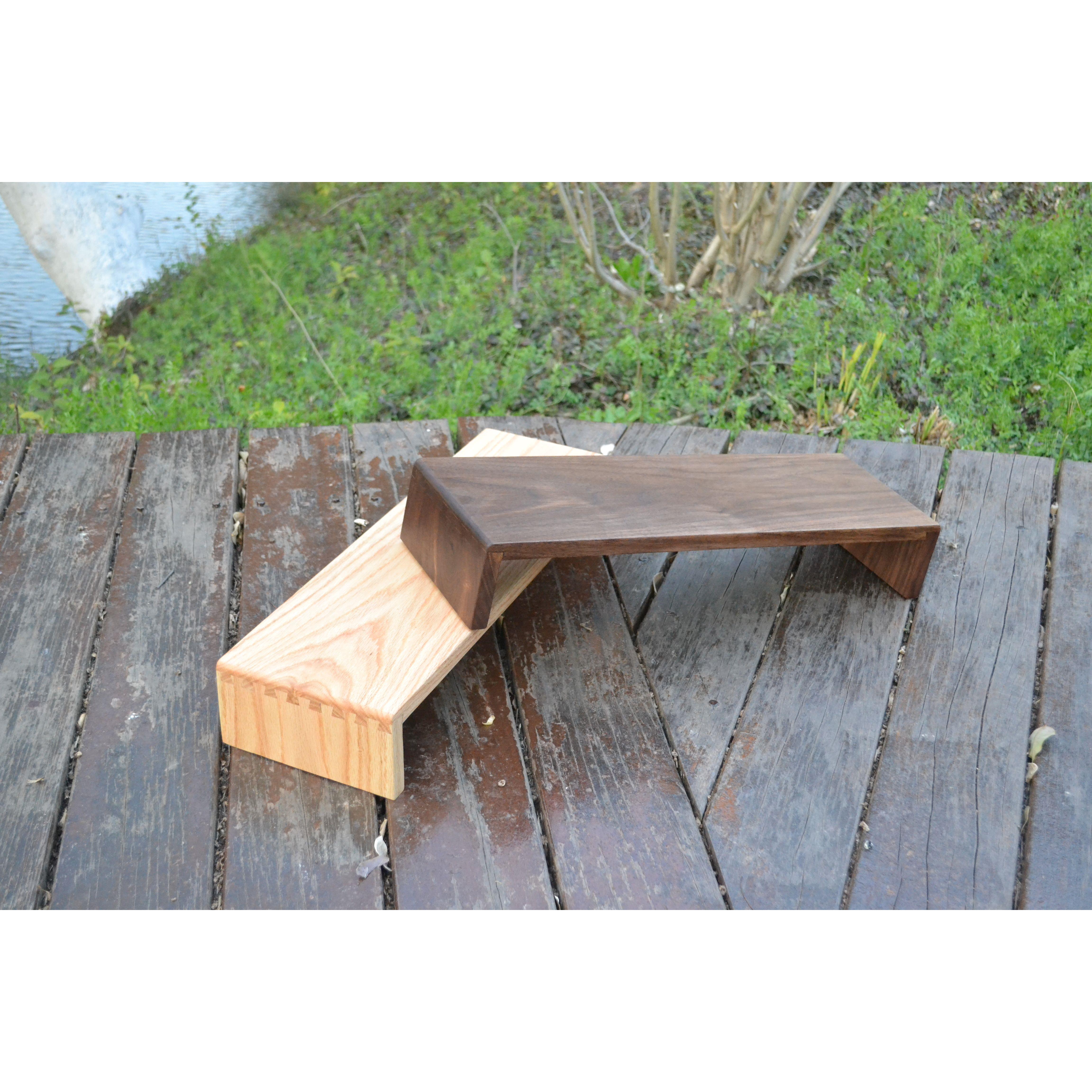 显示器橡木增高架黑胡桃木实木电脑桌面垫高收纳架置物架桌搭定制