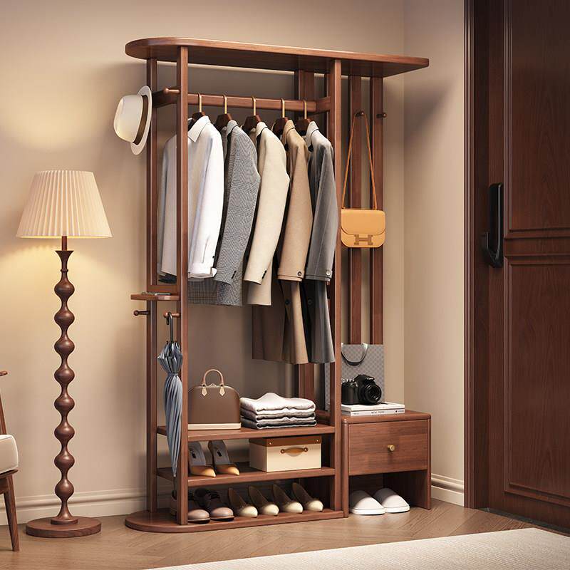 挂衣架落地实木换鞋凳一体家用进门口入户可坐衣帽架卧室置物架子