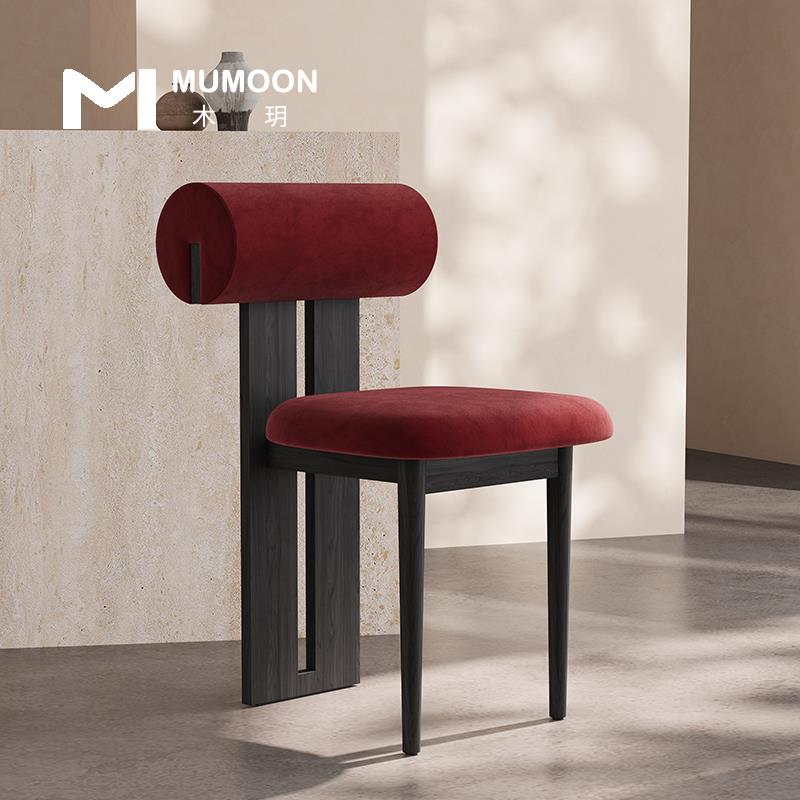 法式覆古Andy椅侘寂风中古实木餐椅家用高级河马椅轻奢化妆椅靠背