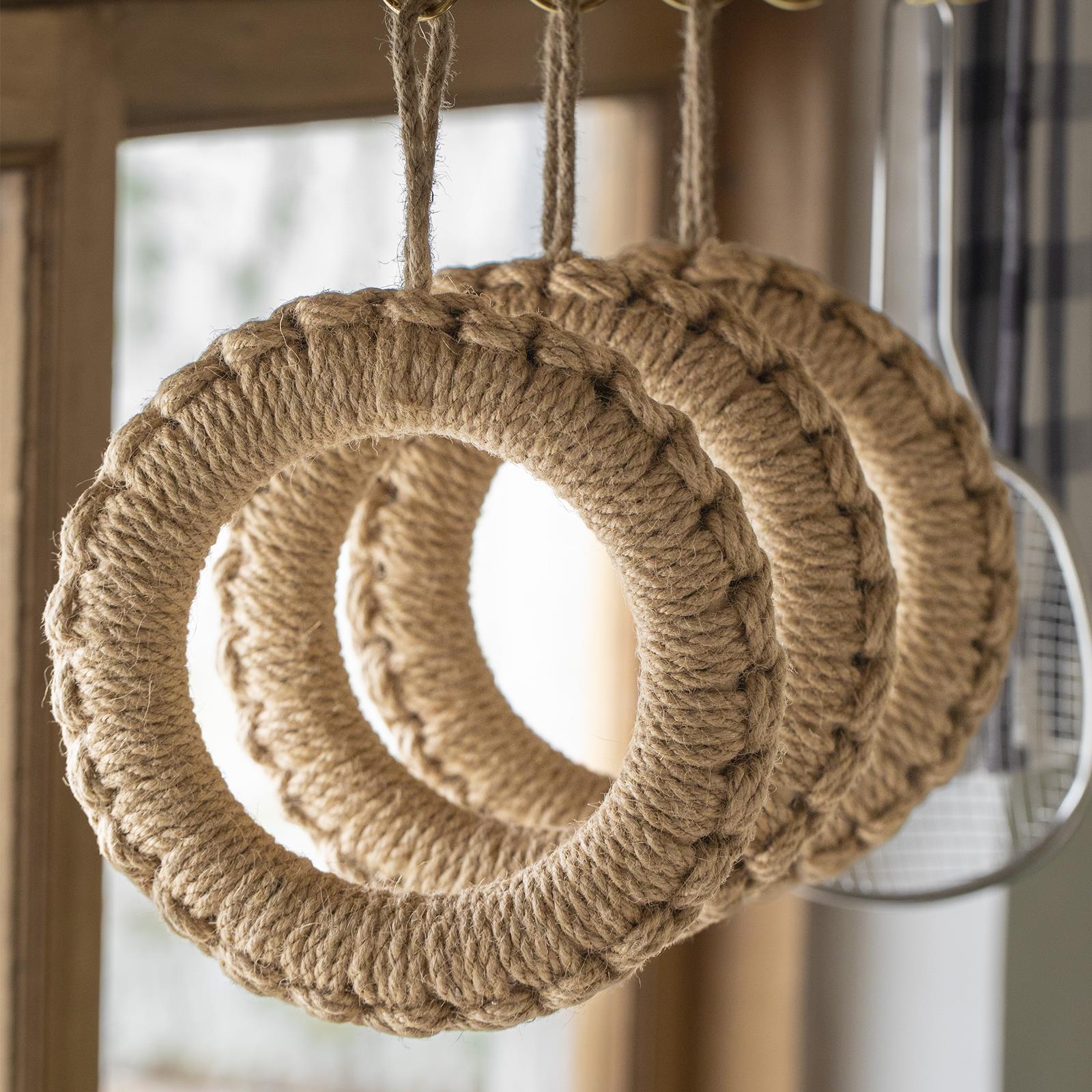 曼叙锅圈砂锅垫圆形中号手工编织亚麻环形隔热垫餐桌垫防烫耐高温