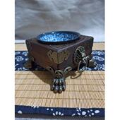 饰品茶室烟缸礼品 国风摆件古风装 中式 覆古实木烟灰缸创意个性